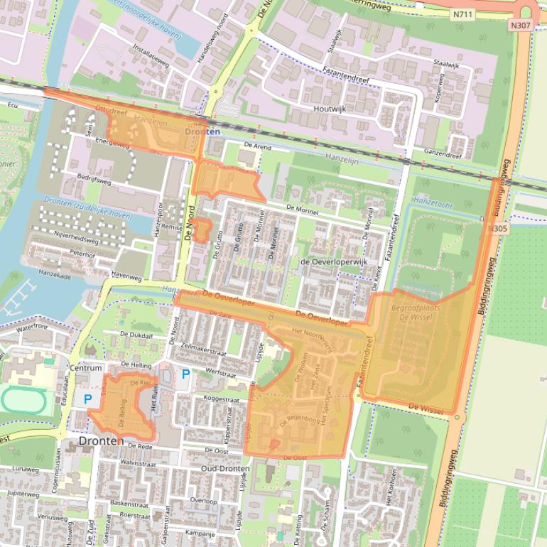Kaart van postcodegebied 8254.