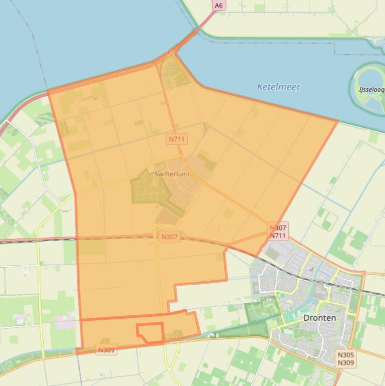 Kaart van postcodegebied 8255.