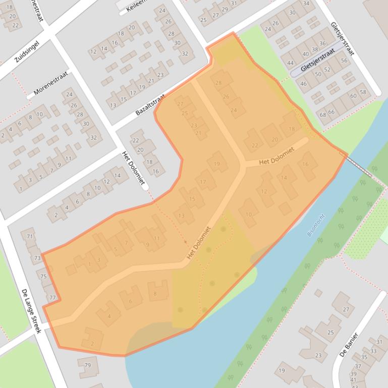 Kaart van postcodegebied 8255BR.