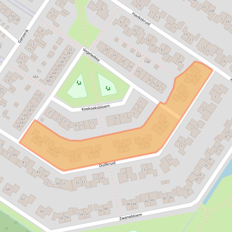 Kaart van postcodegebied 8255KJ.