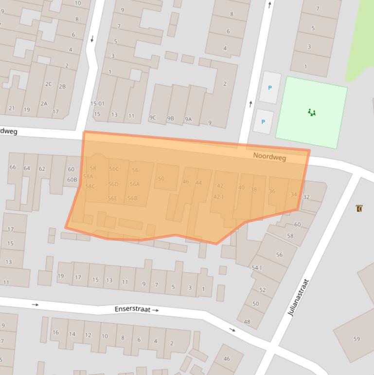 Kaart van postcodegebied 8262BT.