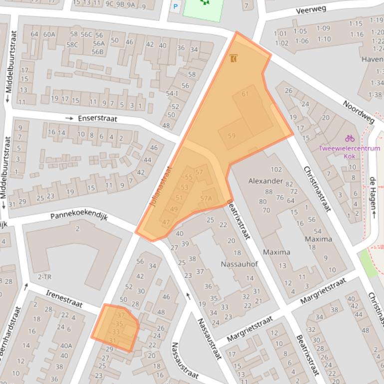 Kaart van postcodegebied 8262DM.