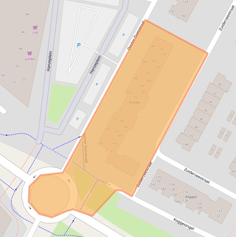 Kaart van postcodegebied 8262GC.