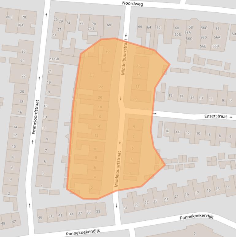 Kaart van postcodegebied 8262RT.