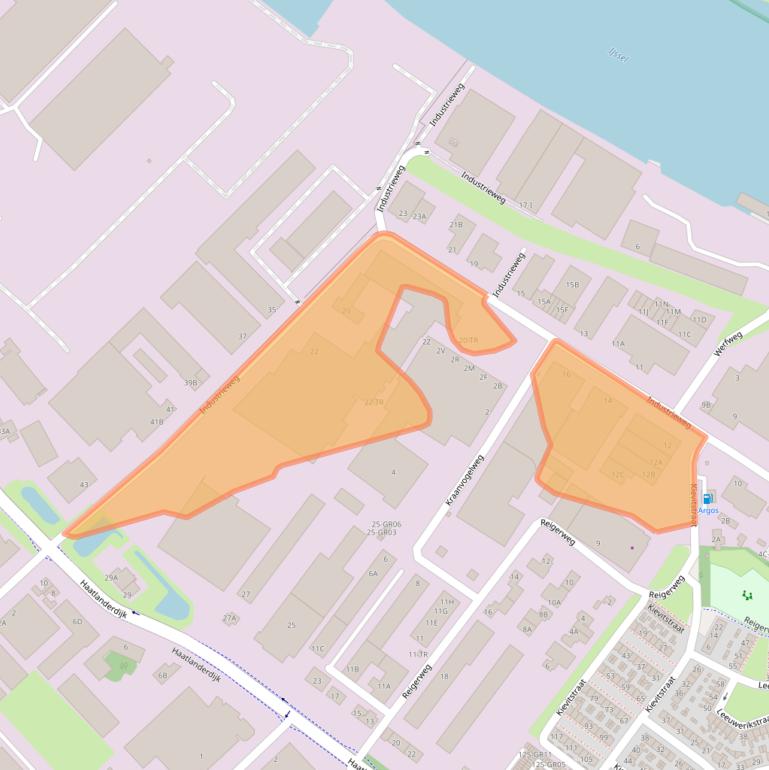 Kaart van postcodegebied 8263AD.