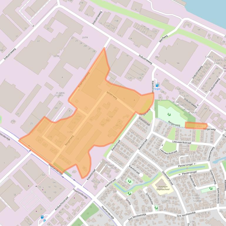 Kaart van postcodegebied 8263BB.