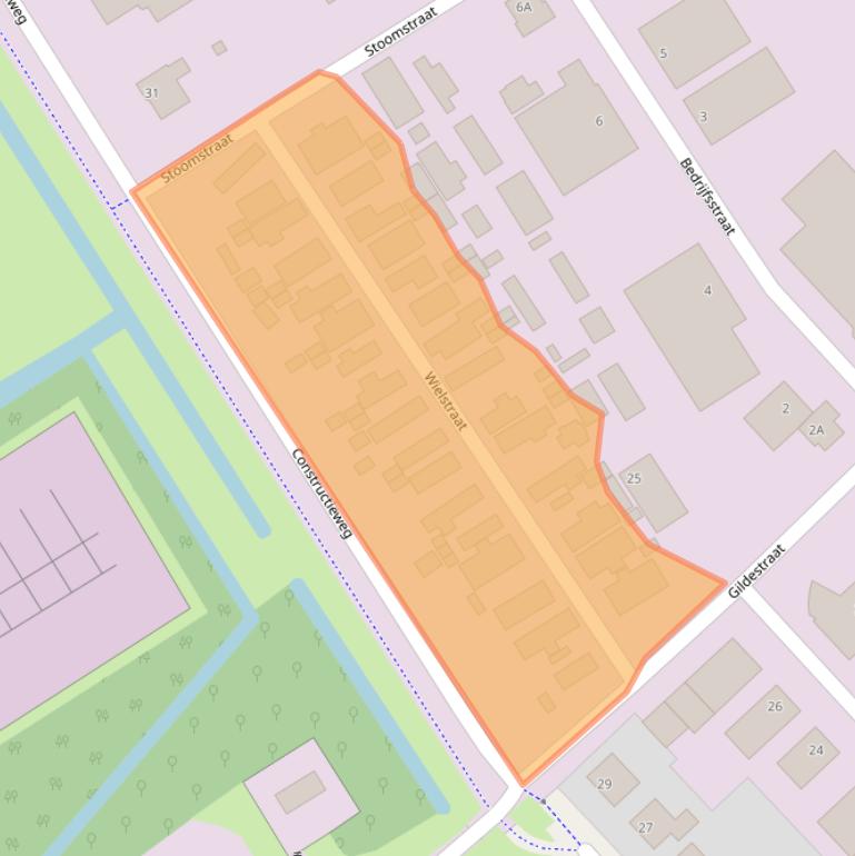 Kaart van postcodegebied 8263BJ.