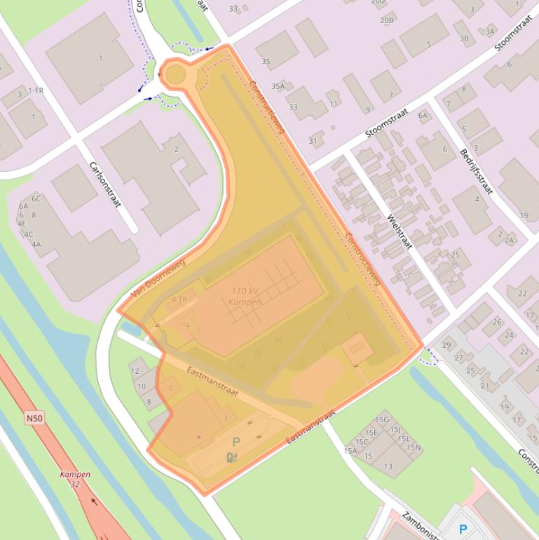 Kaart van postcodegebied 8263CD.