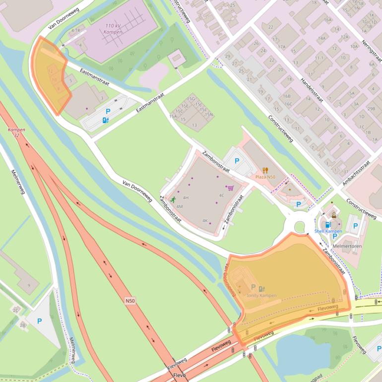 Kaart van postcodegebied 8263CL.