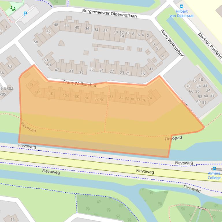 Kaart van postcodegebied 8264BC.