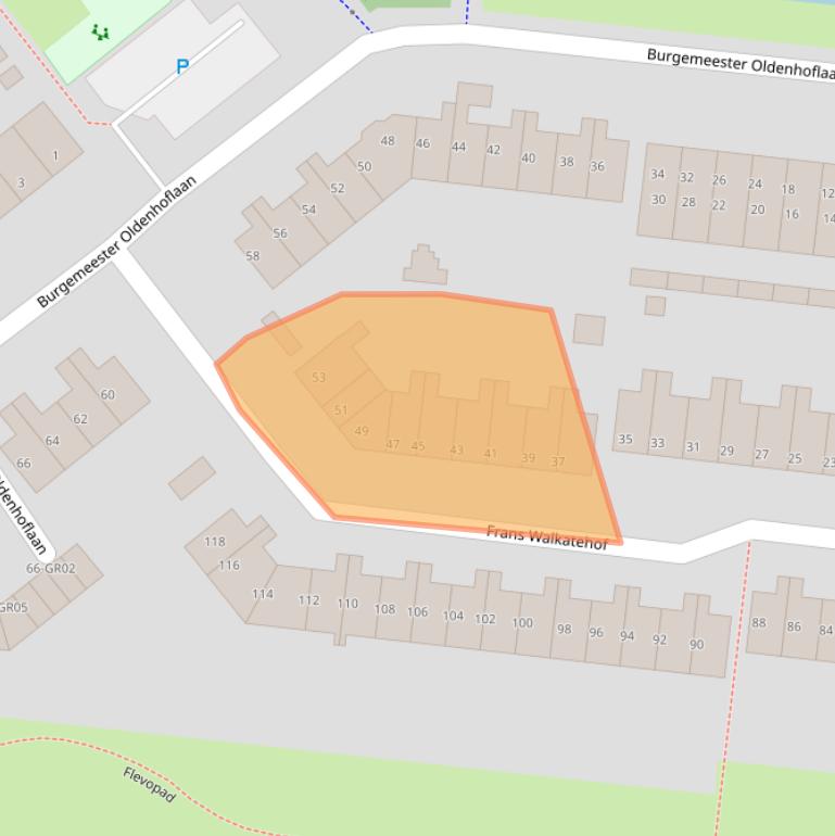 Kaart van postcodegebied 8264BE.