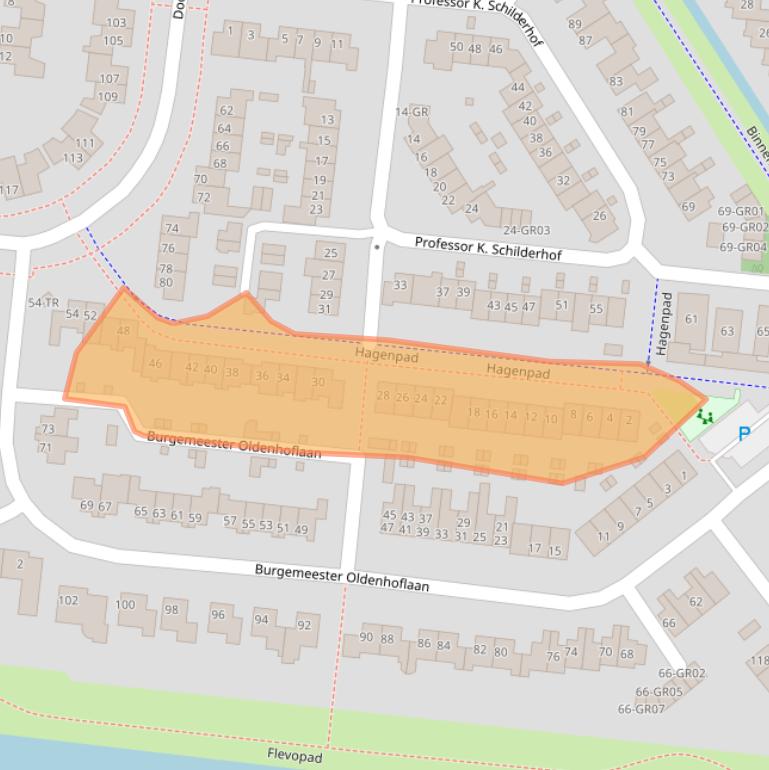 Kaart van postcodegebied 8264BS.