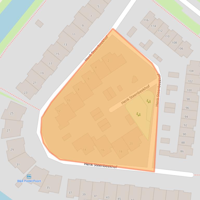 Kaart van postcodegebied 8264BV.