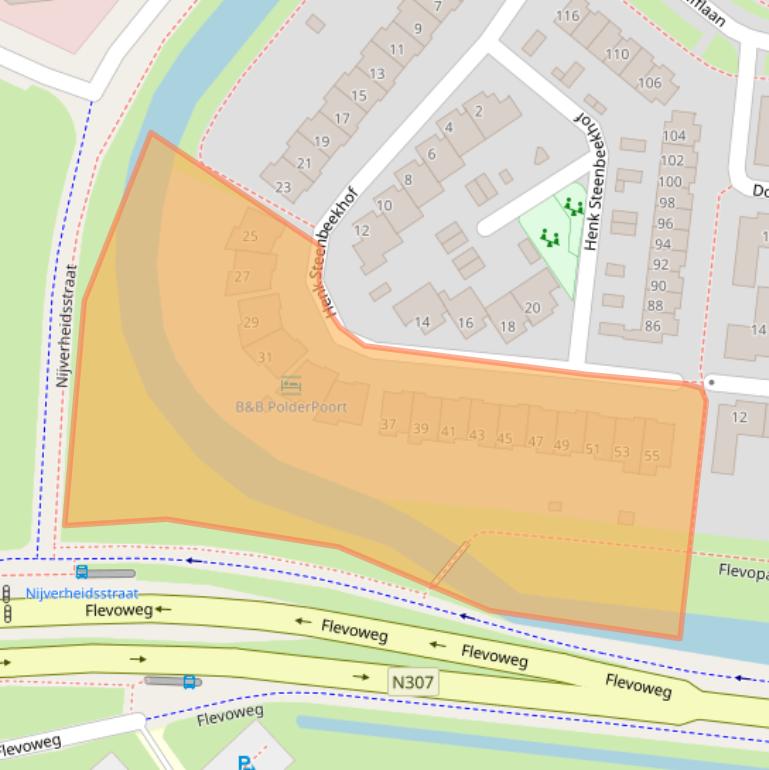 Kaart van postcodegebied 8264BZ.