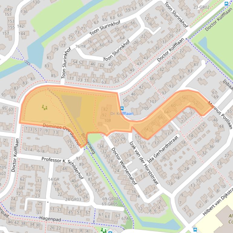 Kaart van postcodegebied 8264DR.