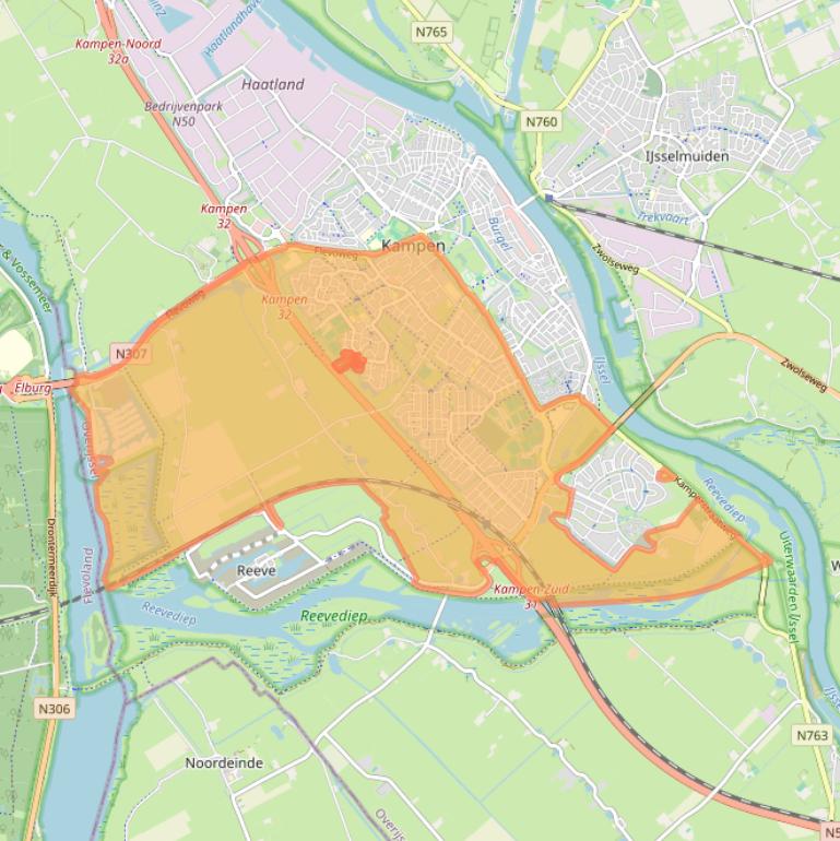 Kaart van postcodegebied 8265.