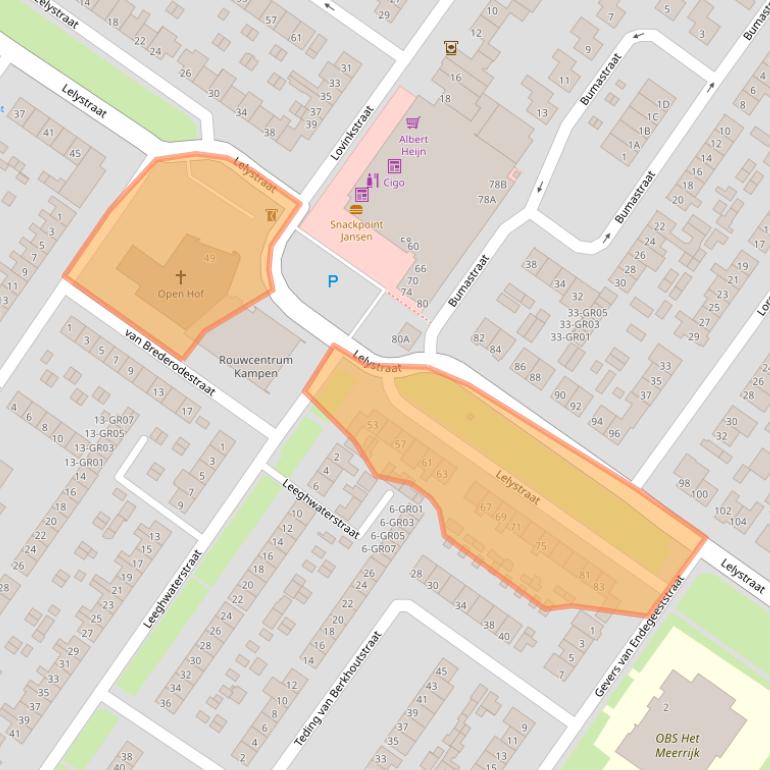 Kaart van postcodegebied 8265BB.