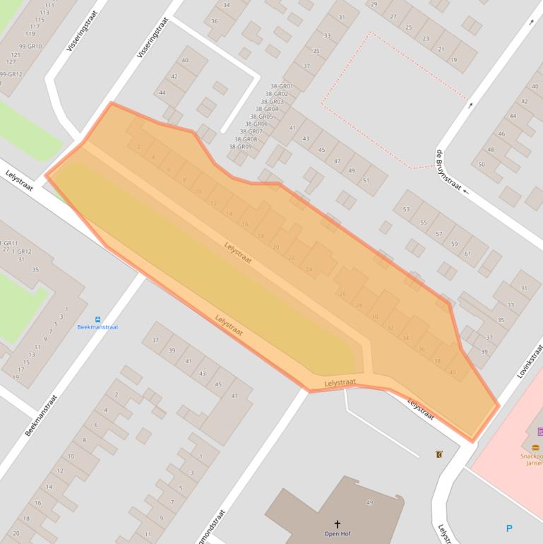 Kaart van postcodegebied 8265BD.