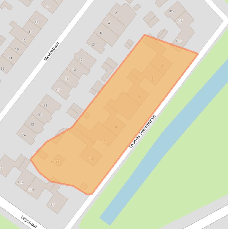 Kaart van postcodegebied 8265BJ.