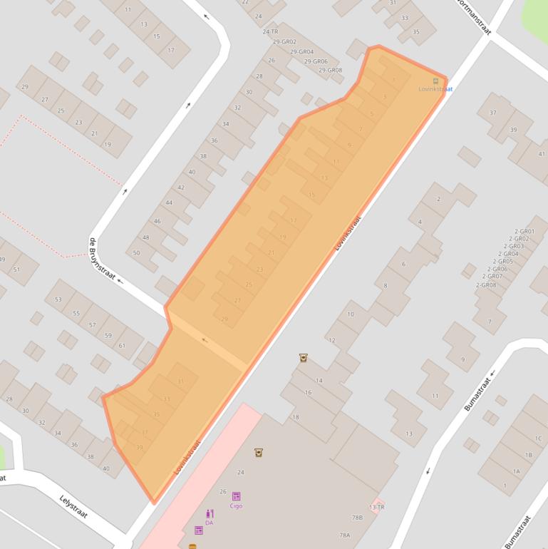 Kaart van postcodegebied 8265BS.