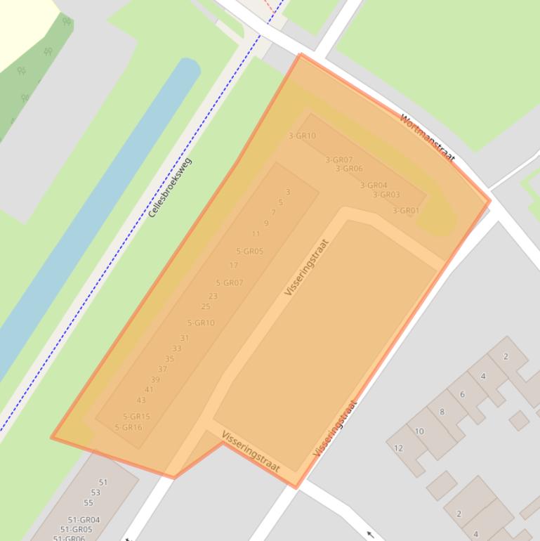 Kaart van postcodegebied 8265CA.