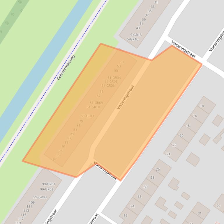 Kaart van postcodegebied 8265CB.