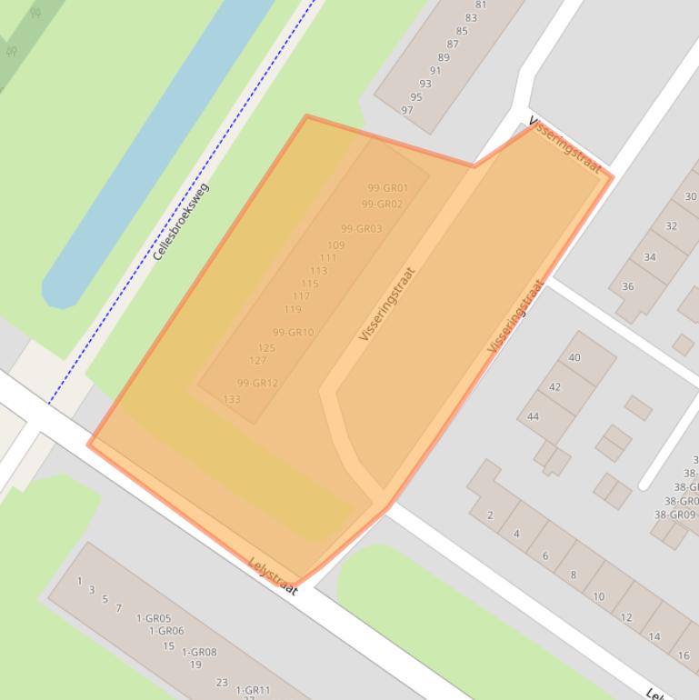 Kaart van postcodegebied 8265CC.