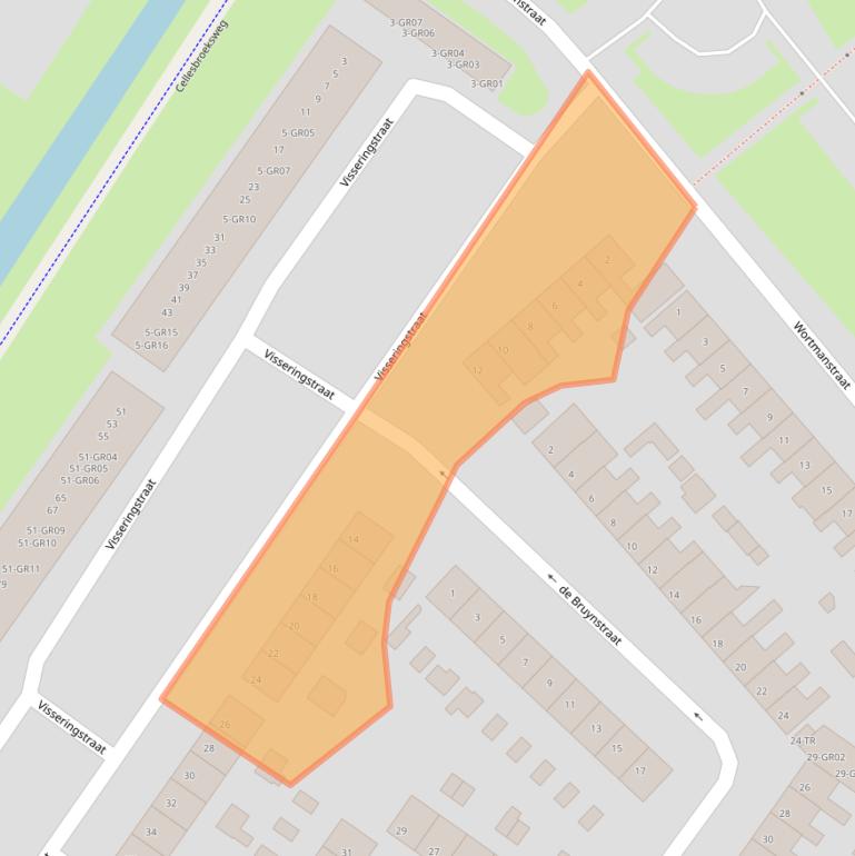 Kaart van postcodegebied 8265CD.