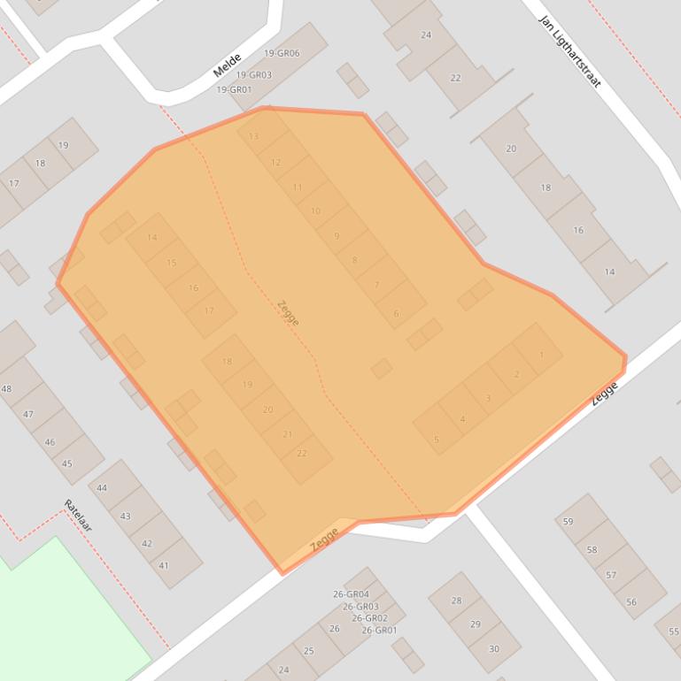 Kaart van postcodegebied 8265CL.