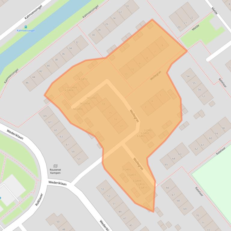 Kaart van postcodegebied 8265CS.