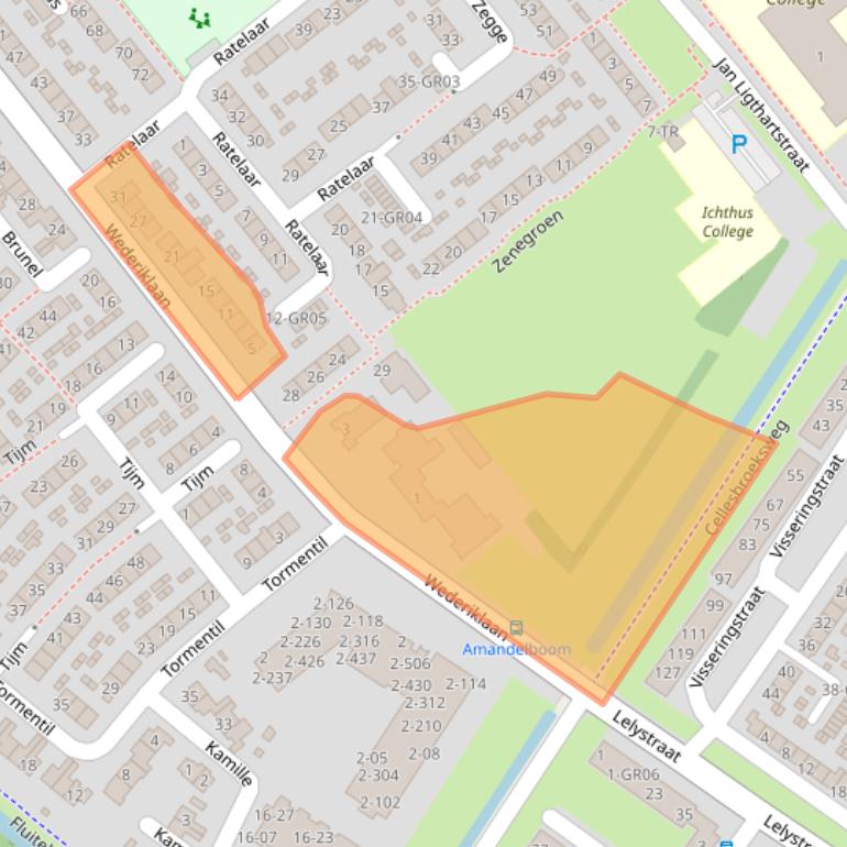 Kaart van postcodegebied 8265DA.