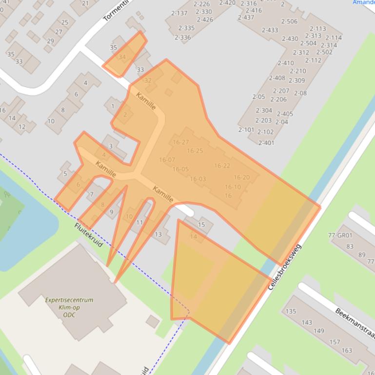 Kaart van postcodegebied 8265DG.