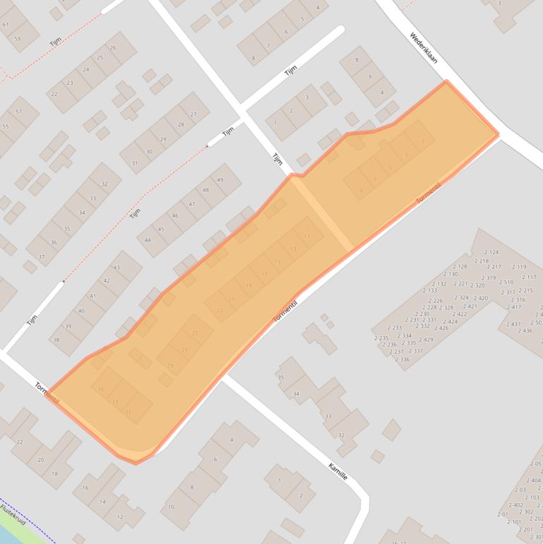 Kaart van postcodegebied 8265DK.