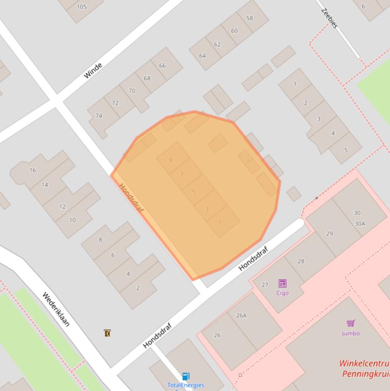 Kaart van postcodegebied 8265DX.