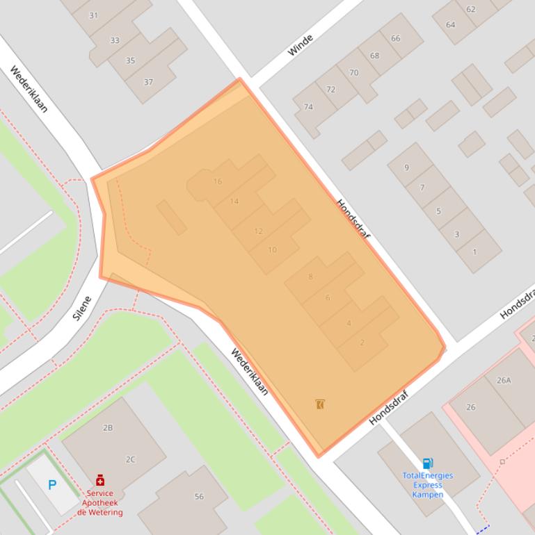 Kaart van postcodegebied 8265DZ.