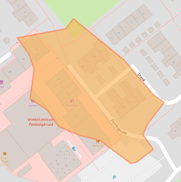 Kaart van postcodegebied 8265EE.