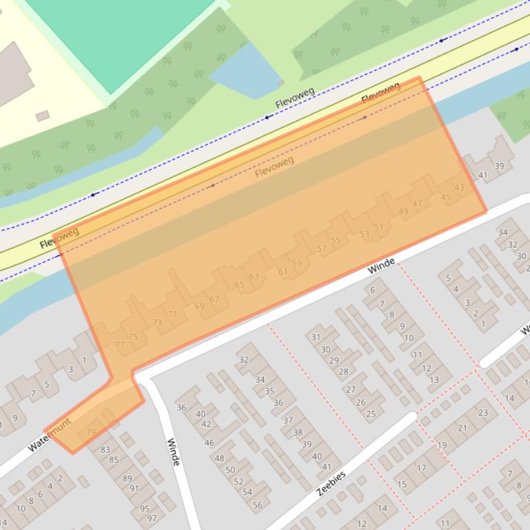 Kaart van postcodegebied 8265EG.