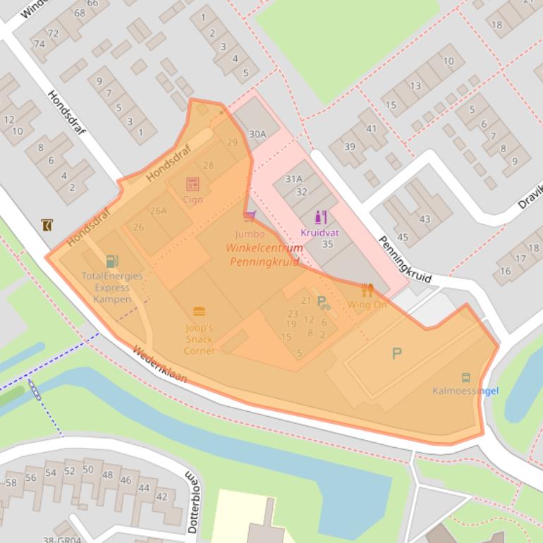 Kaart van postcodegebied 8265EX.