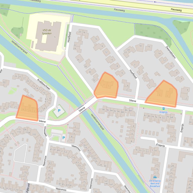 Kaart van postcodegebied 8265GW.