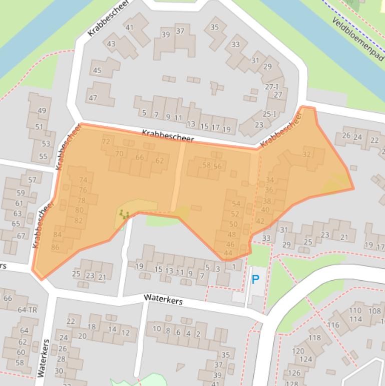 Kaart van postcodegebied 8265JE.