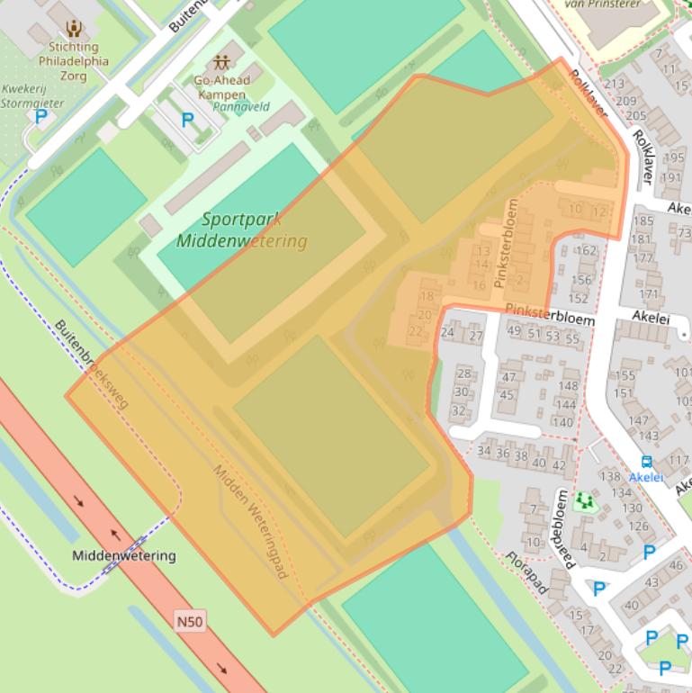 Kaart van postcodegebied 8265LE.