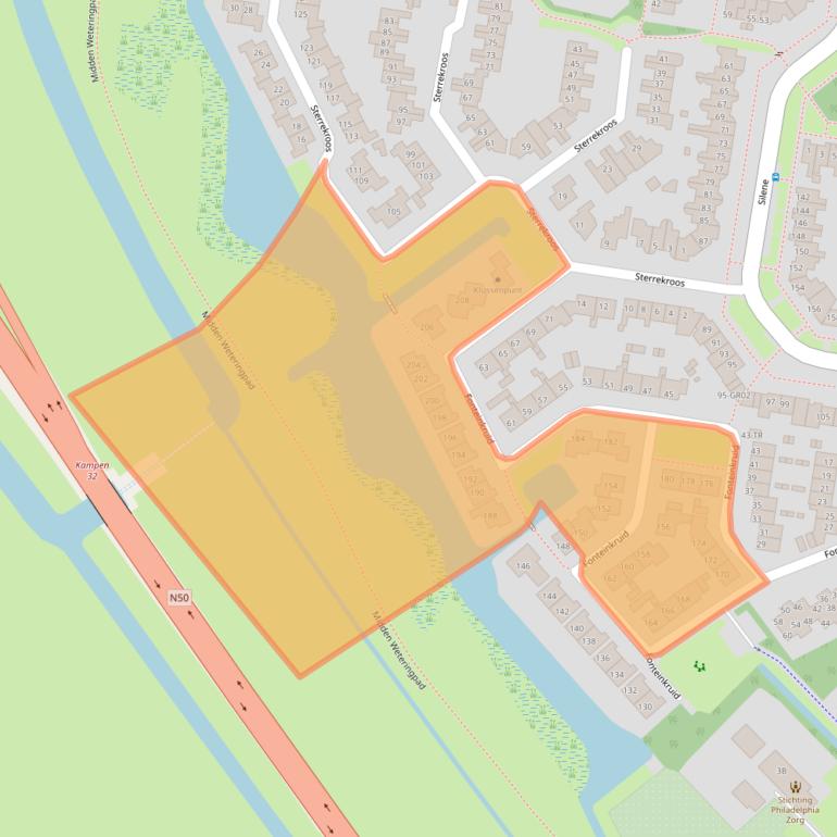 Kaart van postcodegebied 8265LJ.