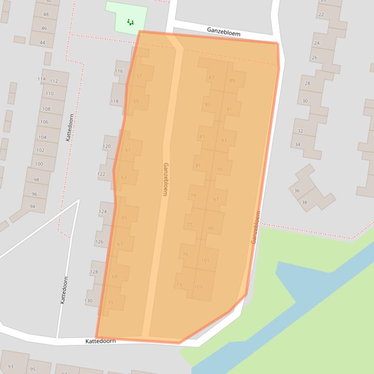 Kaart van postcodegebied 8265MB.