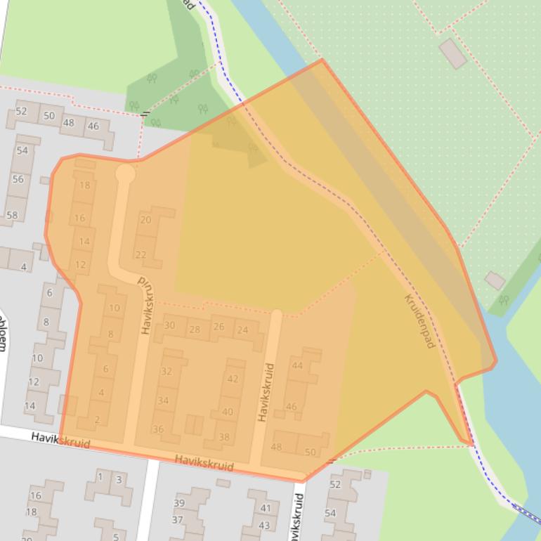 Kaart van postcodegebied 8265MC.