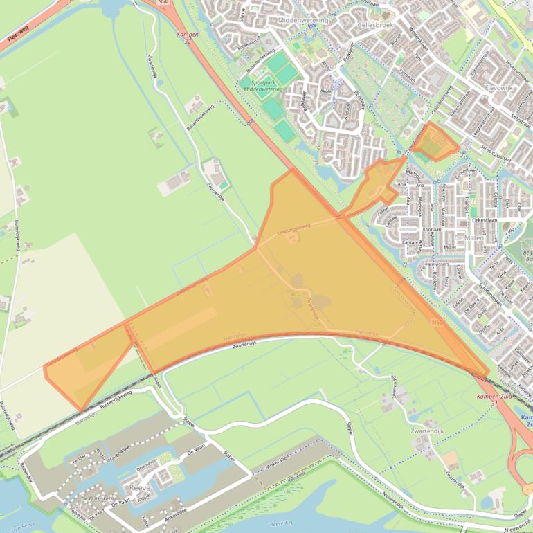 Kaart van postcodegebied 8265PG.