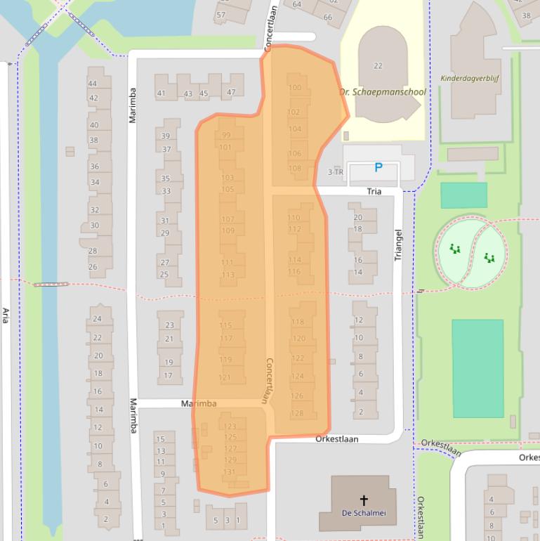 Kaart van postcodegebied 8265RZ.