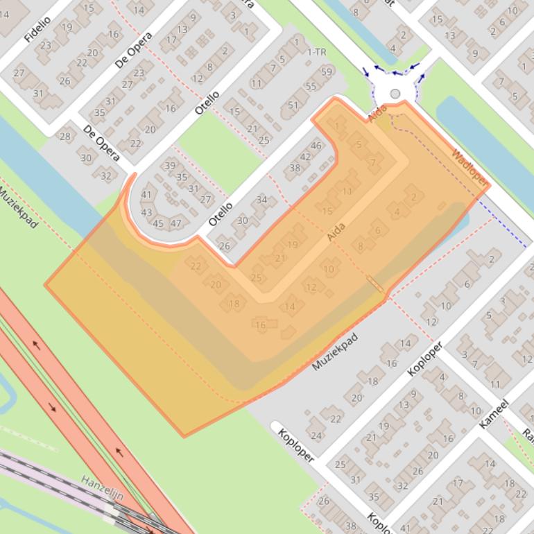 Kaart van postcodegebied 8265TG.