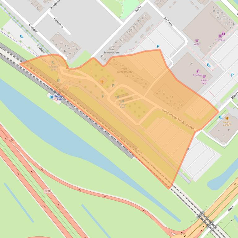 Kaart van postcodegebied 8265TJ.