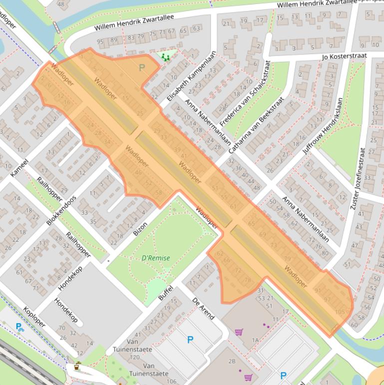 Kaart van postcodegebied 8265TV.