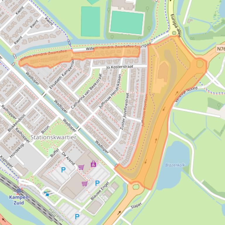 Kaart van postcodegebied 8265TZ.